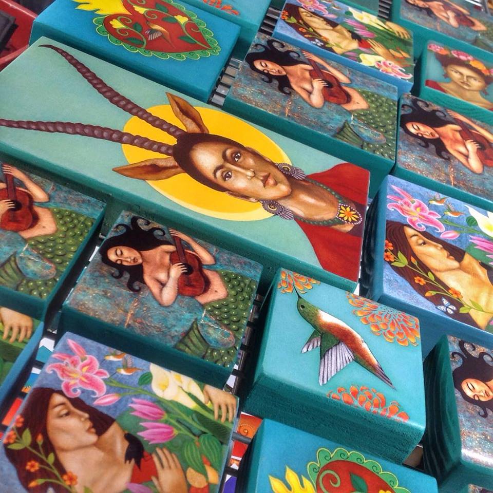 Sacred Heart - Hummingbird PRINT of Original Painting on Wood